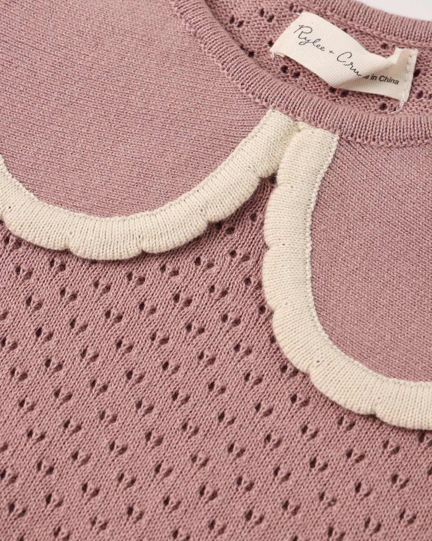 Pointelle Collared Top | Rosewood