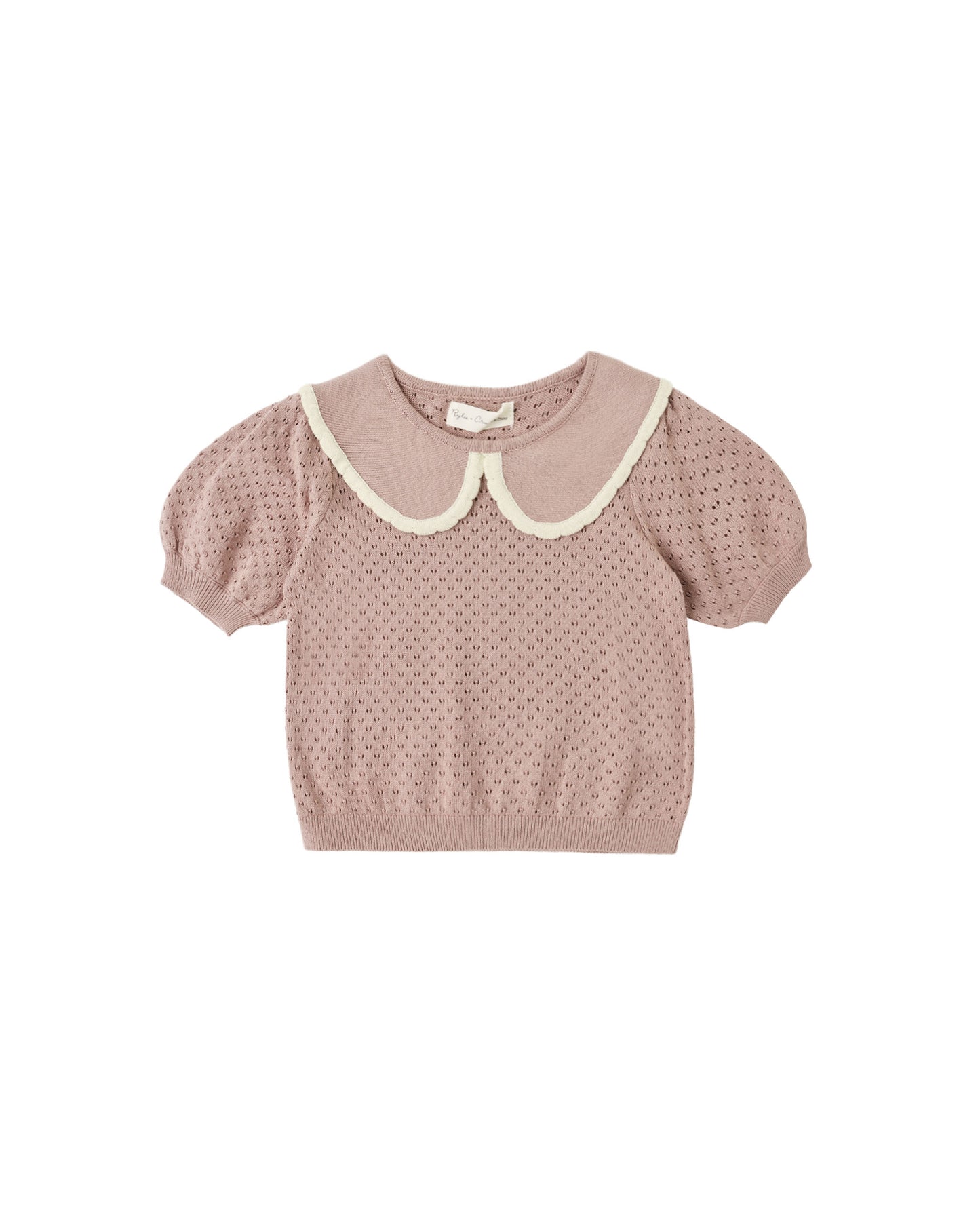 Pointelle Collared Top | Rosewood