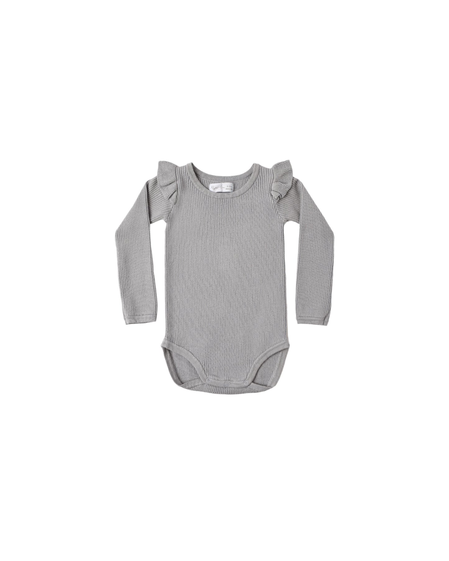 Shoulder Ruffle Bodysuit | Dusty Blue