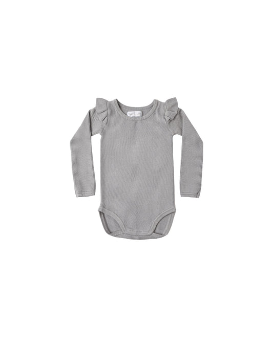 Shoulder Ruffle Bodysuit | Dusty Blue