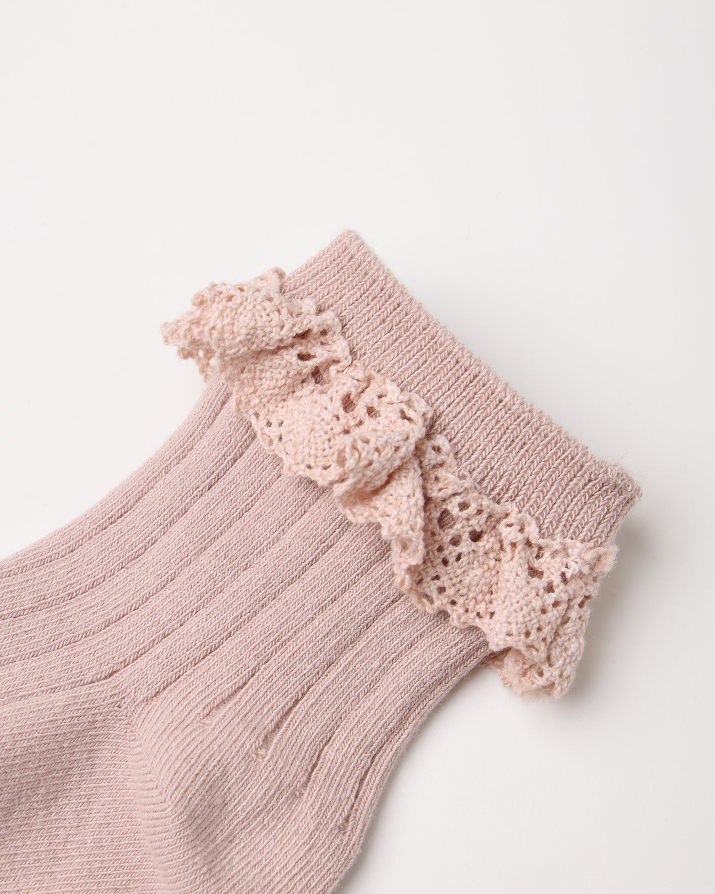 Lace Trim Socks, 2 Pack | Rosewood/Natural