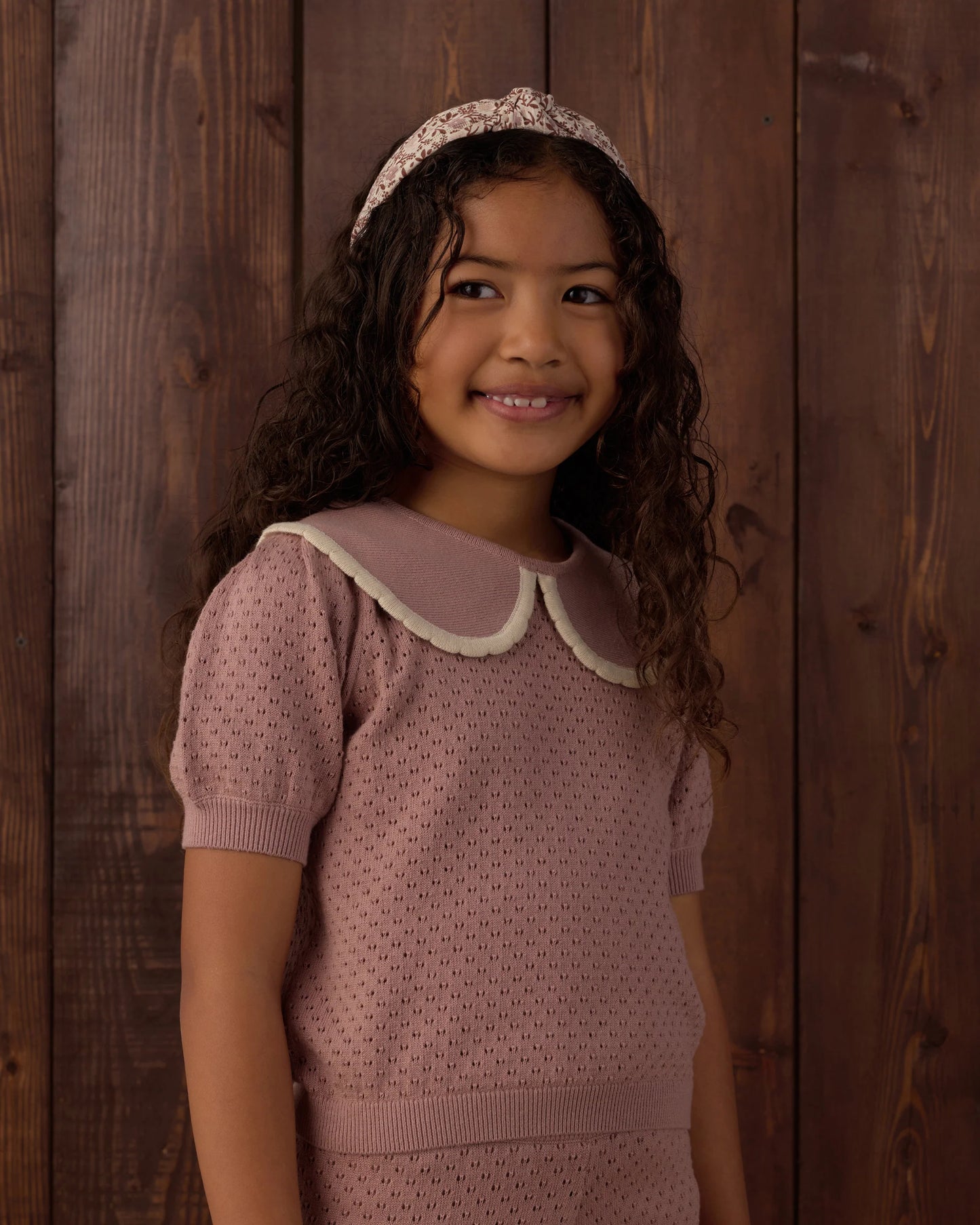 Pointelle Collared Top | Rosewood