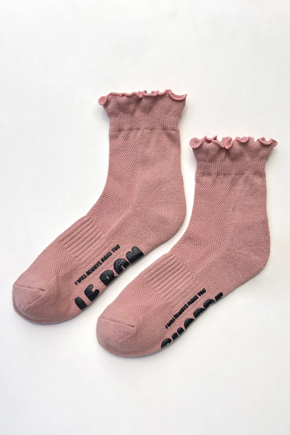 Ruffled Hugger Crew Socks | Vintage Pink/Black
