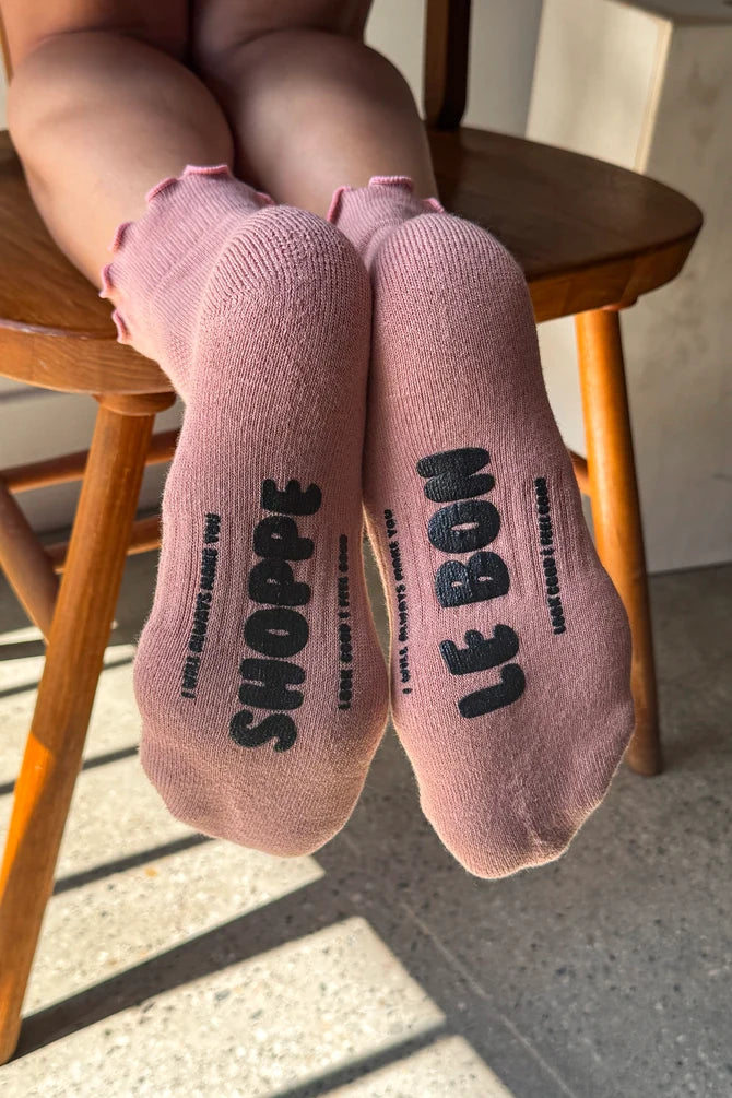 Ruffled Hugger Crew Socks | Vintage Pink/Black