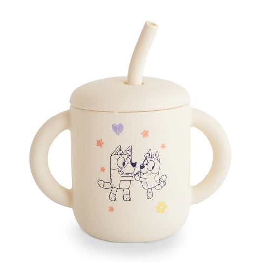 Silicone Training Cup + Straw | Bluey Ivory