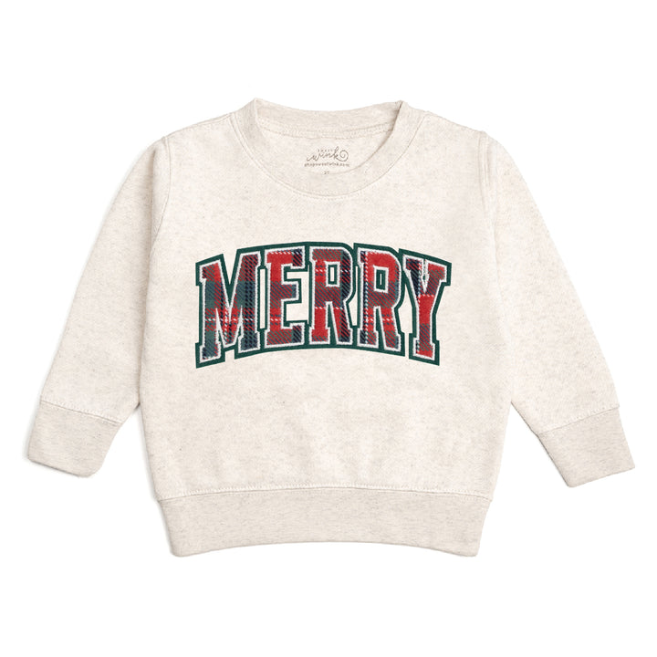 Tartan Patch Christmas Sweatshirt | Merry