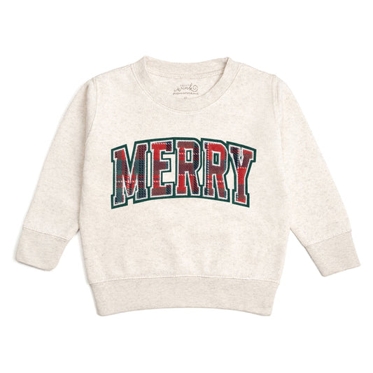 Tartan Patch Christmas Sweatshirt | Merry