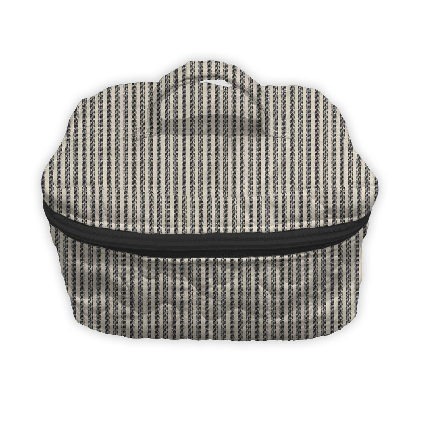 Quilted Travel Case | Linen/Black Ticking Stripe