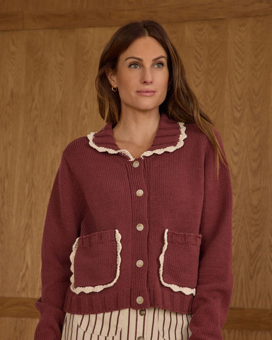 Collared Cardigan || Burgundy