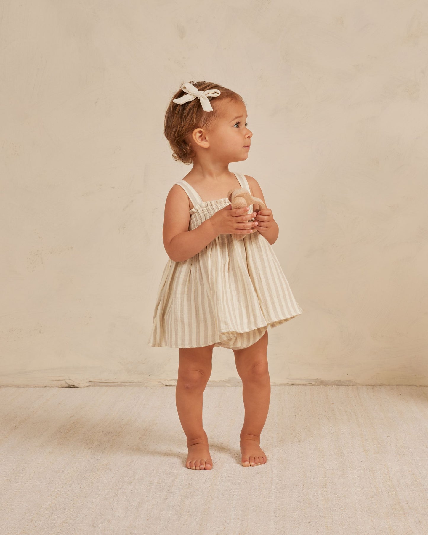 Mae Smocked Top+ Bloomer Set I Ash Stripe