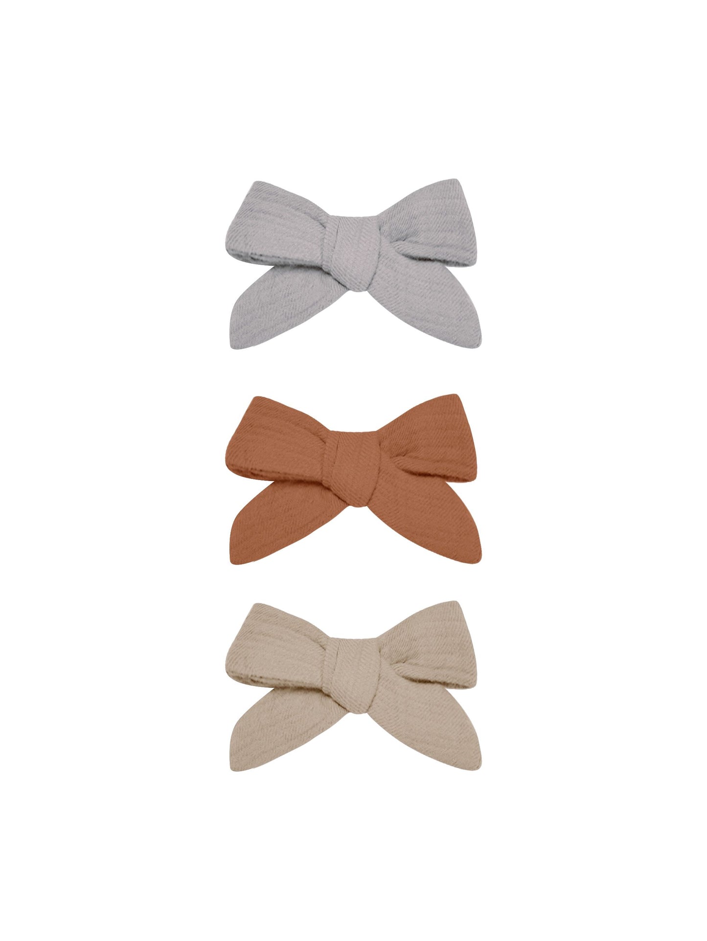 Bow with Clip: Set of 3 I Periwinkle/Clay/Oat