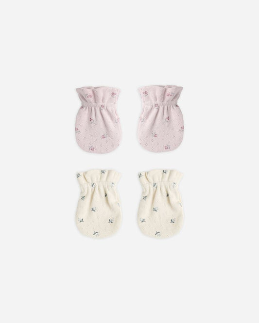 No Scratch Mittens, Set of 2 | Blue Ditsy/Lilac Ditsy