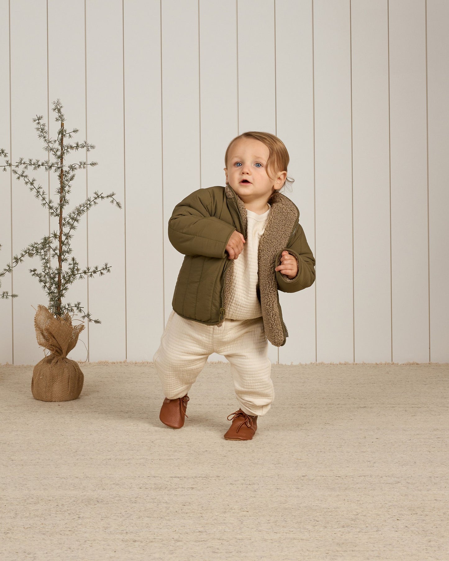 Shearling Zip Jacket I Olive