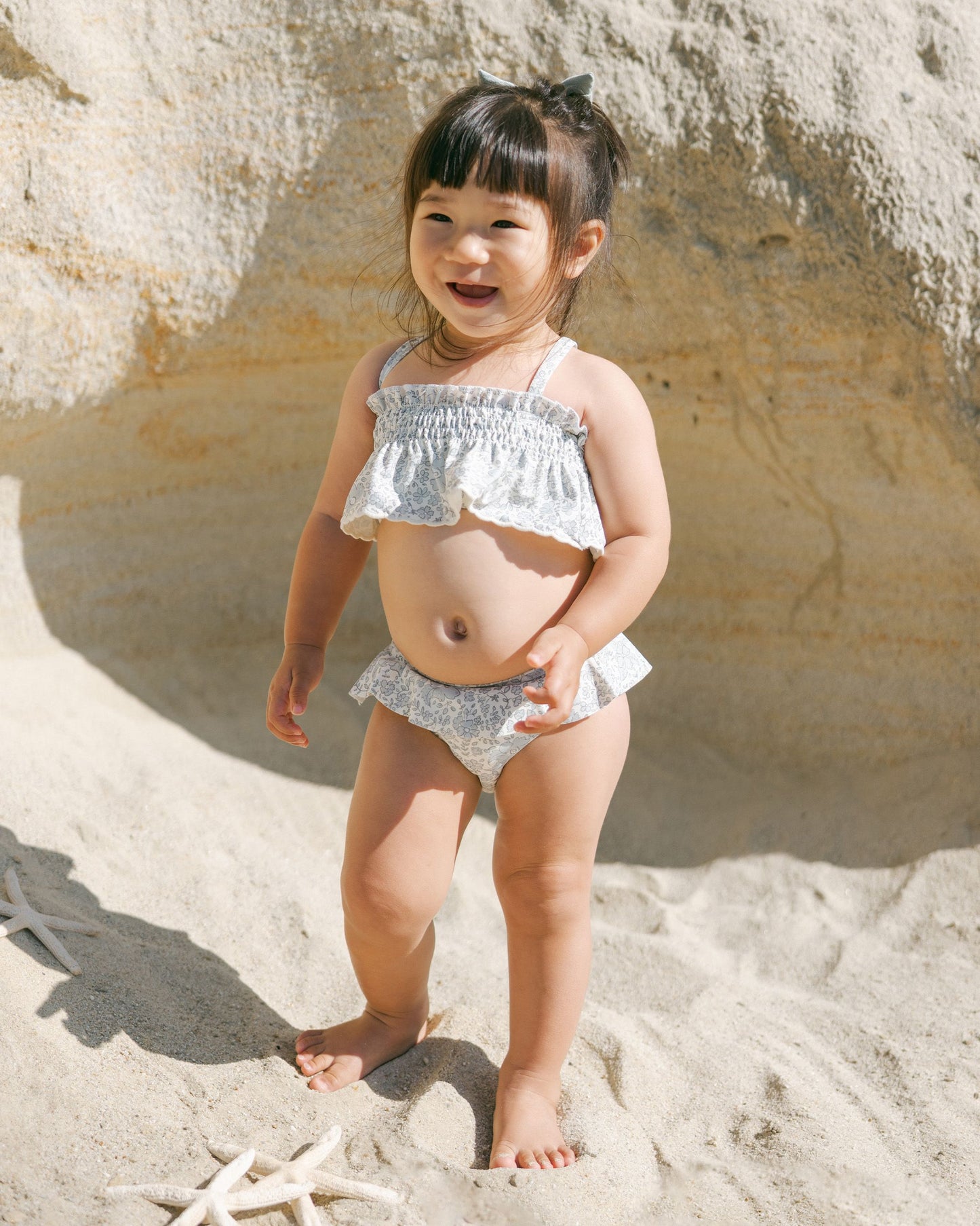 Smocked Ruffle Bikini I Blue Blossom