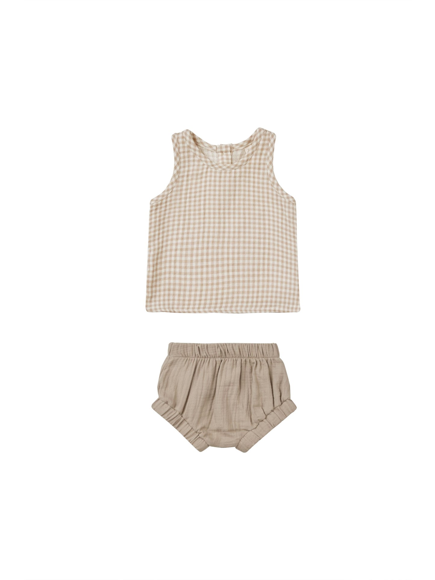 Woven Tank + Short Set I Oat Gingham