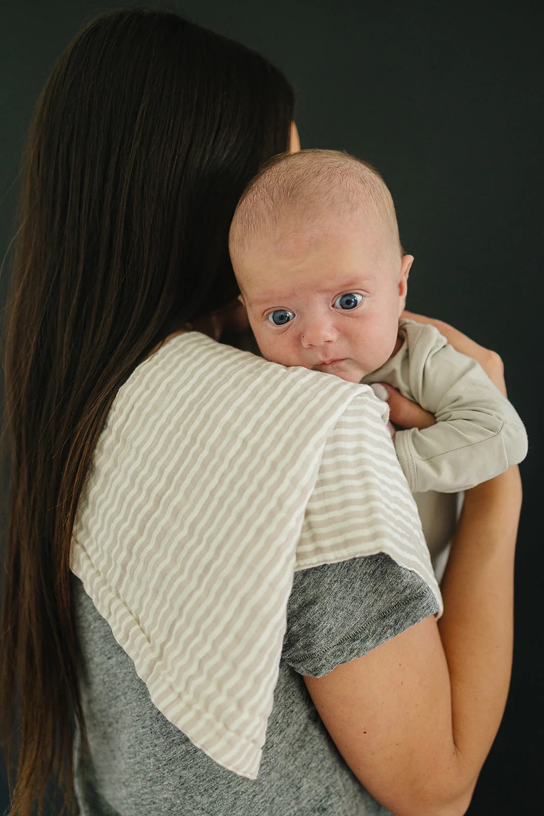 Muslin Burp Cloth I Taupe Stripe