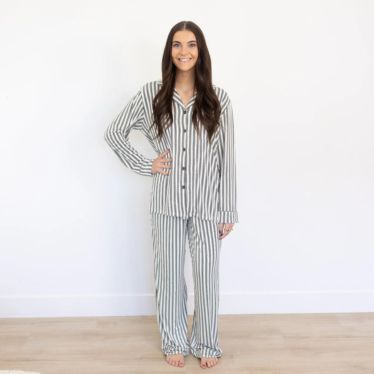 Adult Pajama Set | Green Stripe