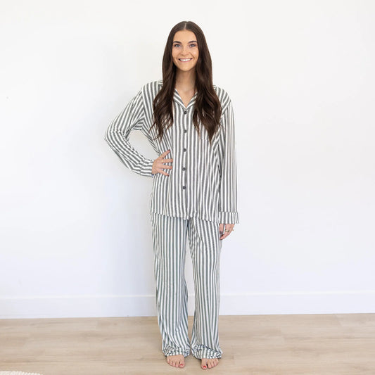 Adult Pajama Set | Green Stripe