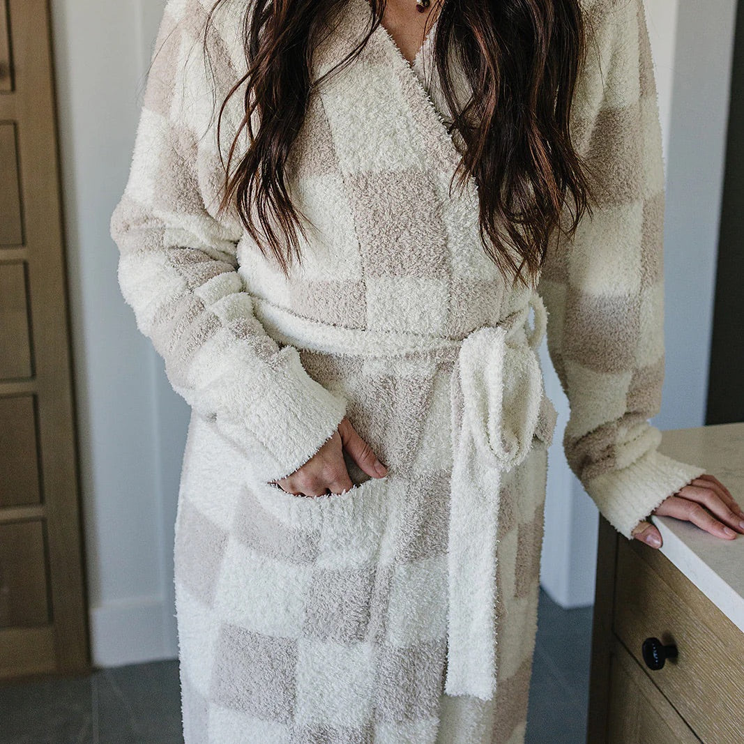 Women's Robe | Taupe Check