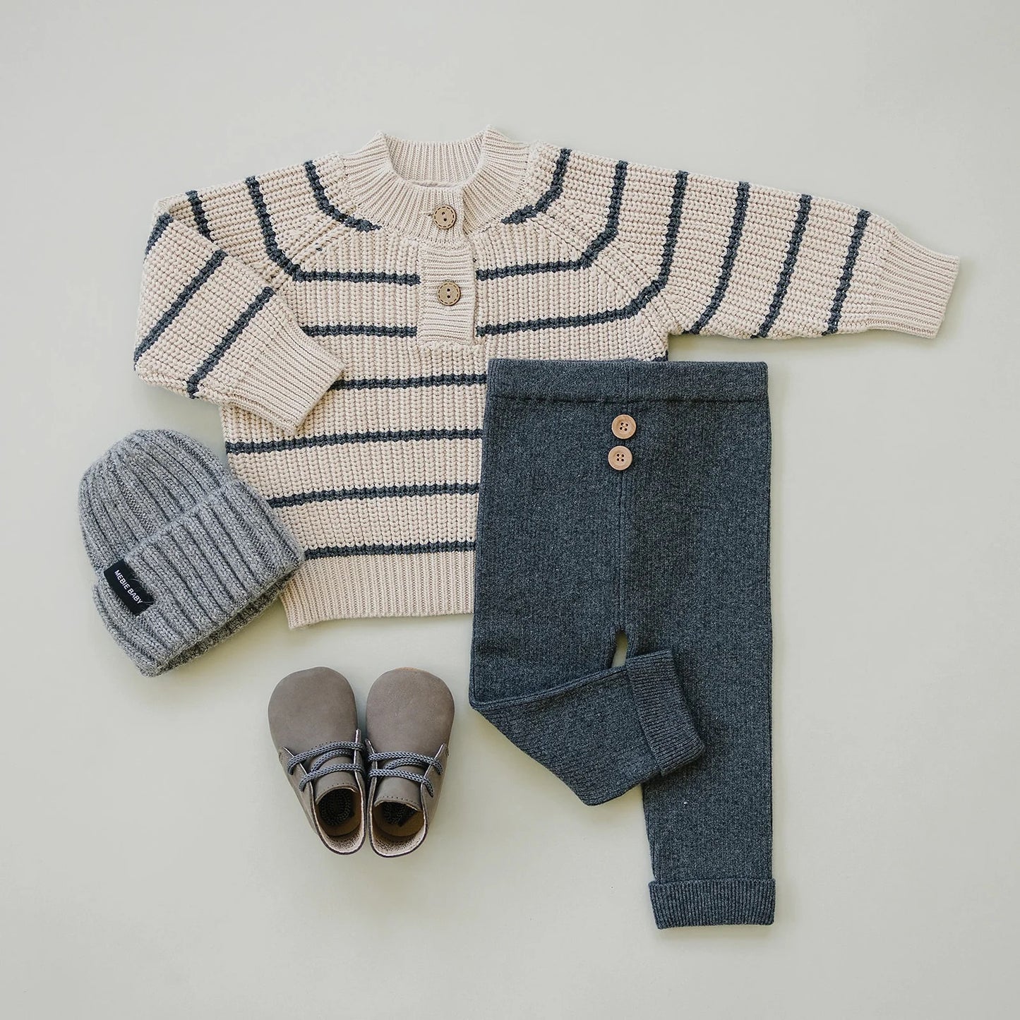 Button Knit Sweater | Charcoal Stripe