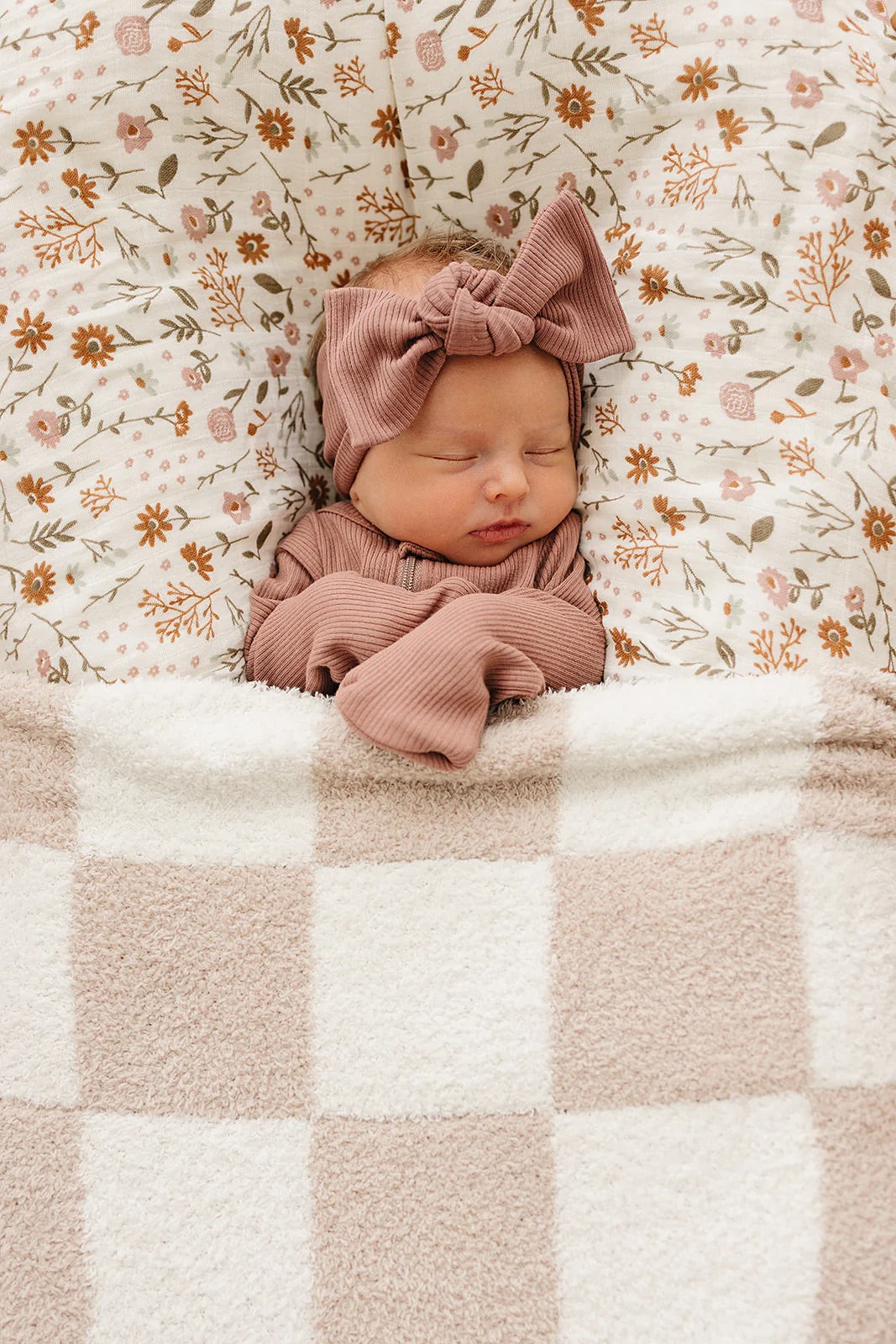 Plush Blanket | Taupe Checkered
