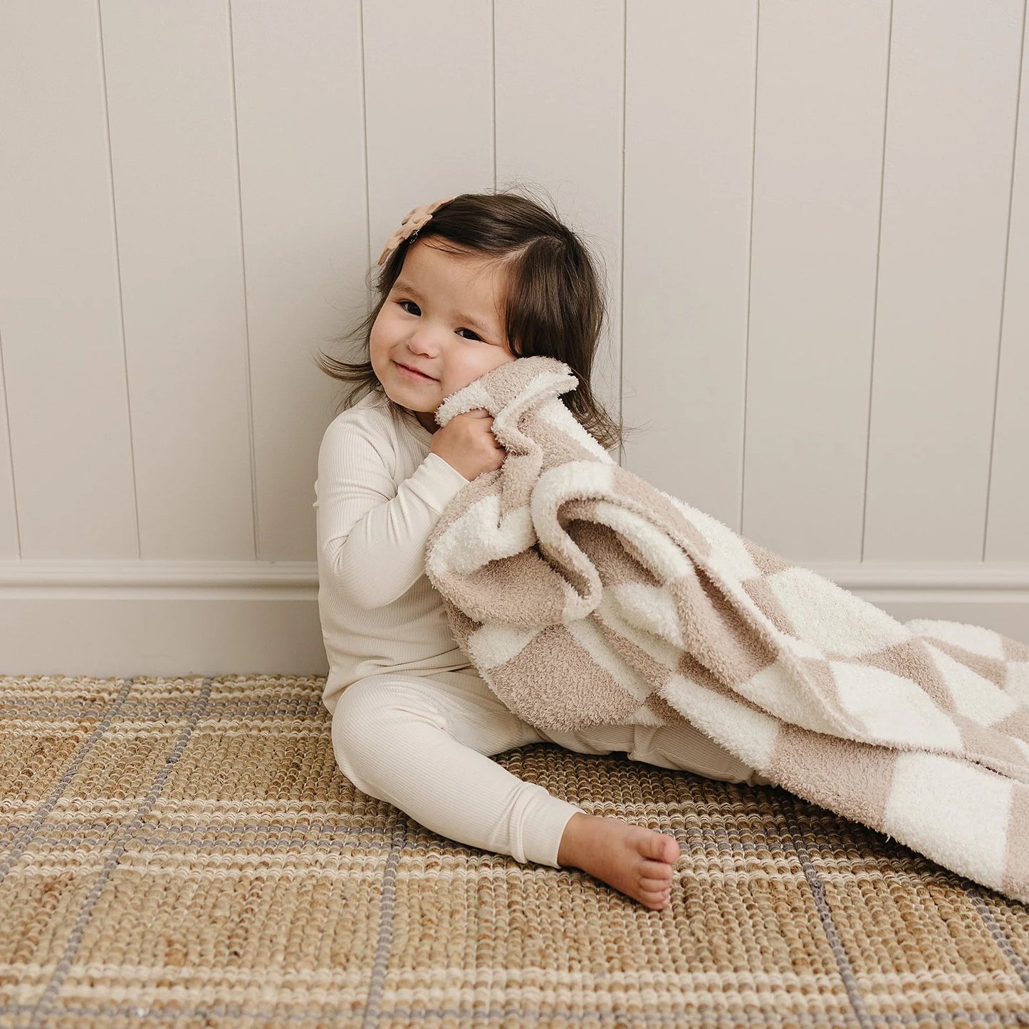 Plush Blanket | Taupe Checkered