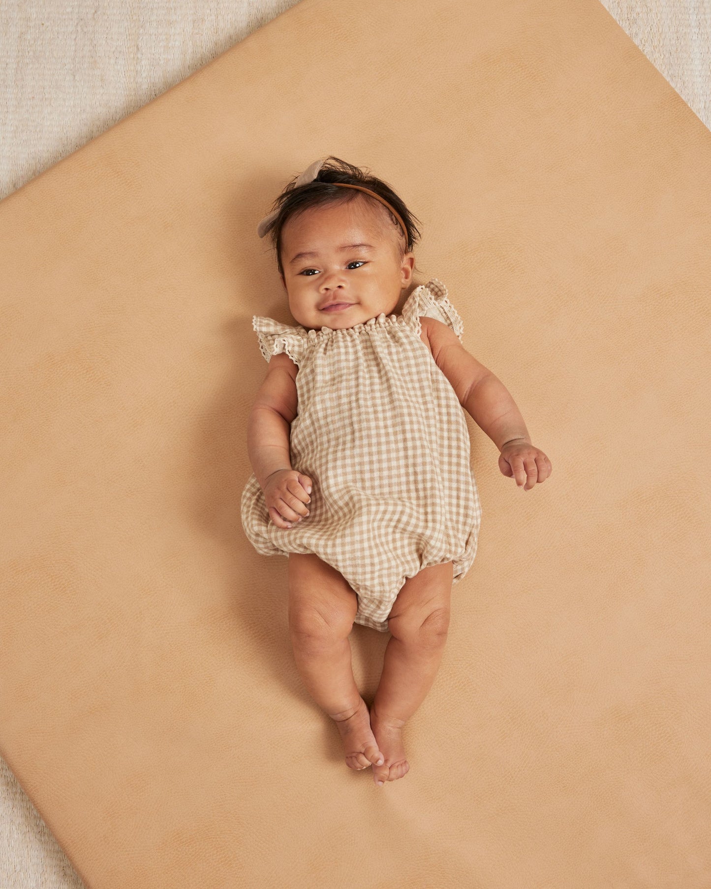 Bonnie Romper I Oat Gingham