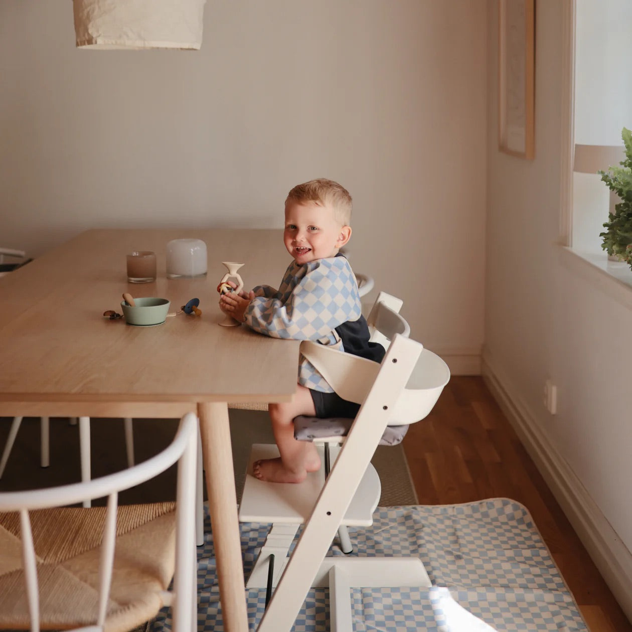 Long Sleeve Bib I Blue Check
