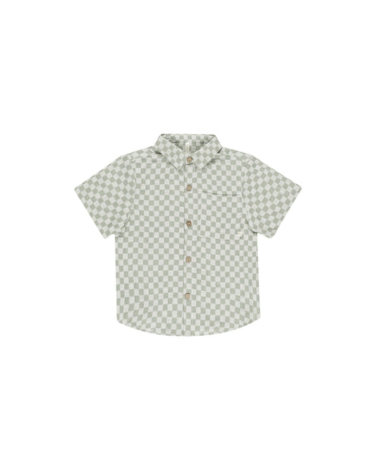 Collared Short Sleeve Shirt I Sage Check