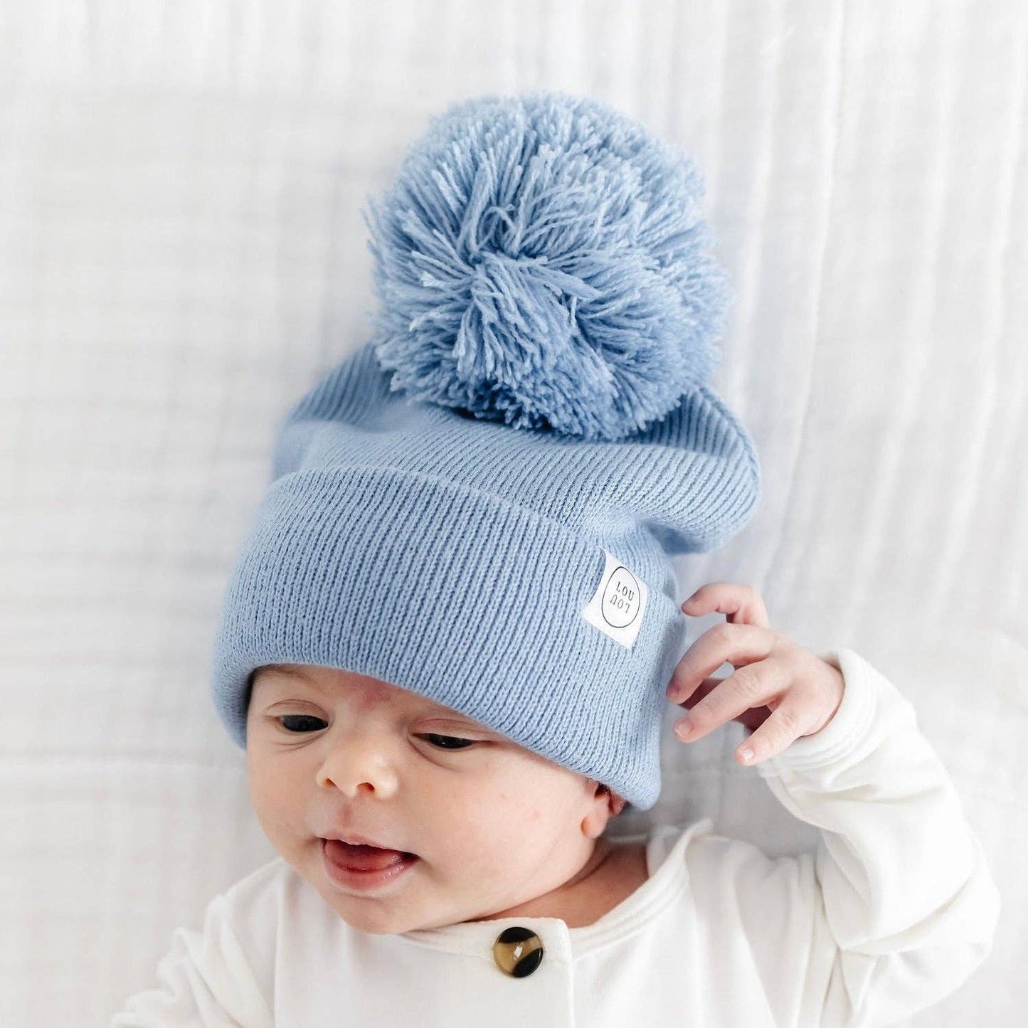 Beanie with Pom I Steel Blue