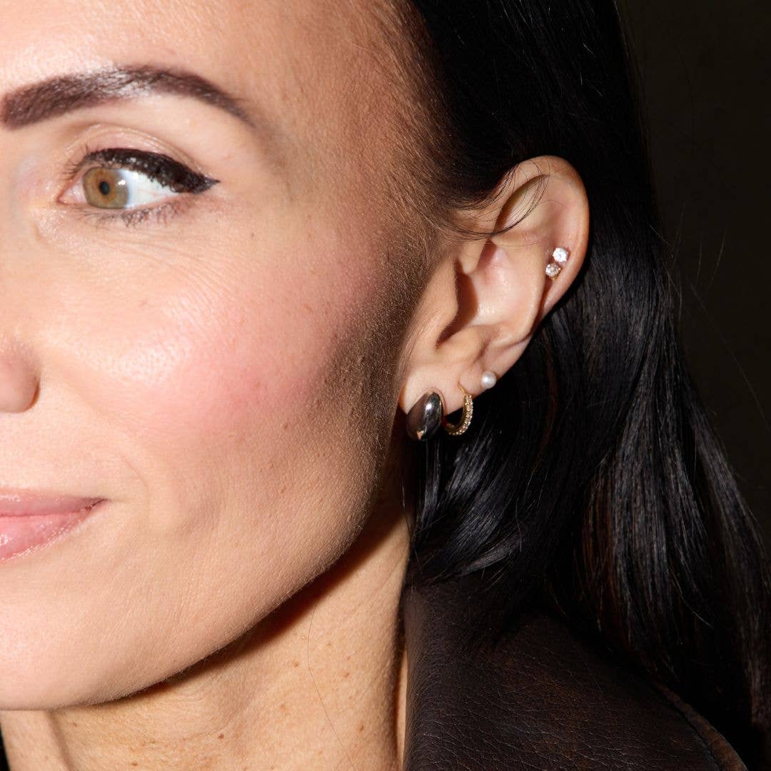 Silver Waterproof Dome Stud Earrings