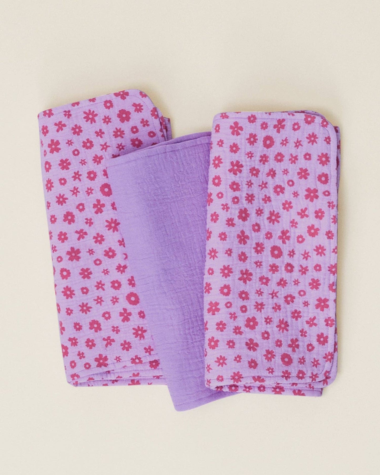 Organic Muslin Burp Cloth 3pk | Lavender Cosmos