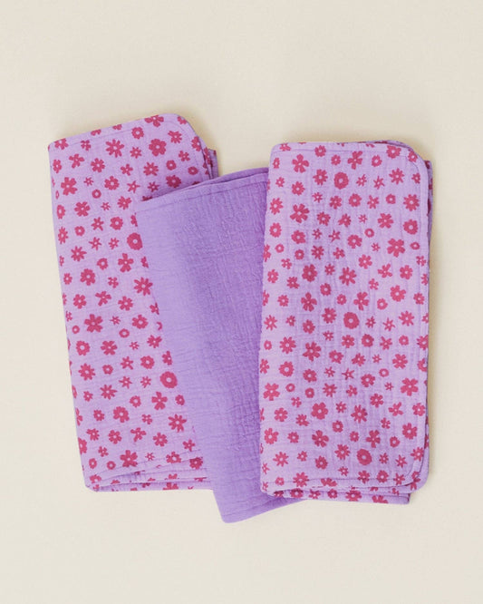 Organic Muslin Burp Cloth 3pk | Lavender Cosmos