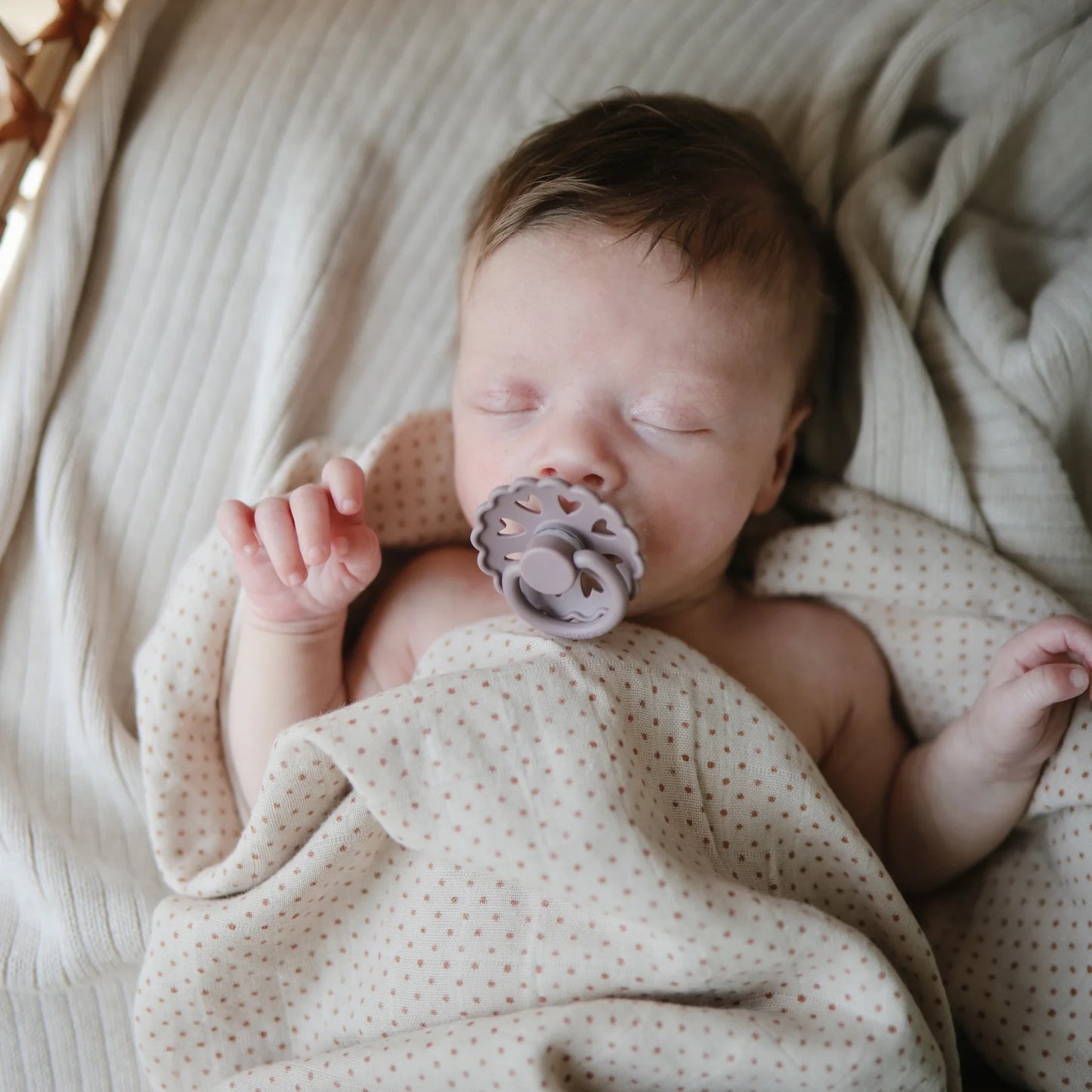 Muslin Swaddle Blanket I Caramel Polka Dots