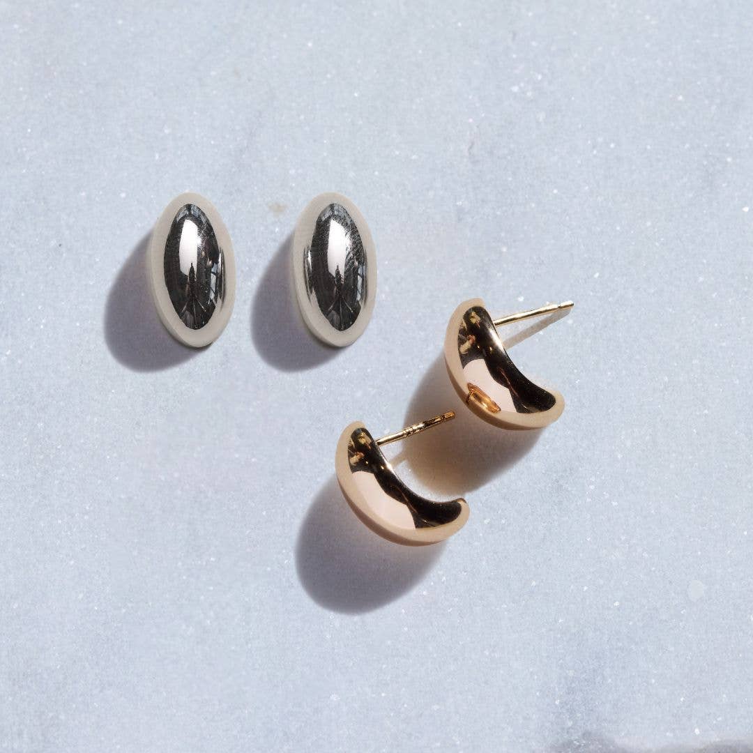 Silver Waterproof Dome Stud Earrings