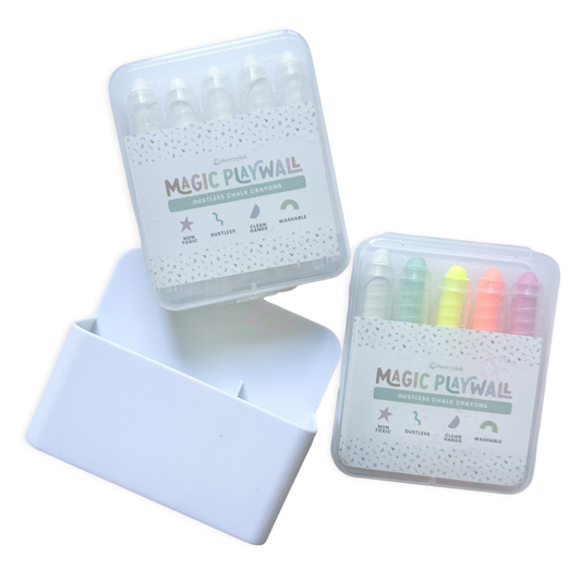 Dustless Chalk Crayons + Magnetic Holder Bundle for Magic Playwall | Neon