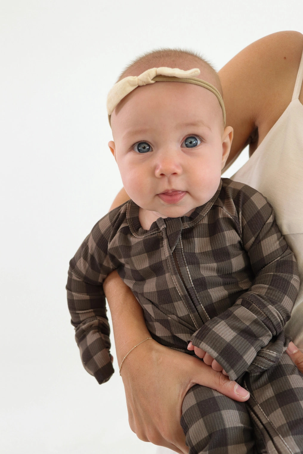 Ribbed Zip Pajamas | Chestnut Gingham