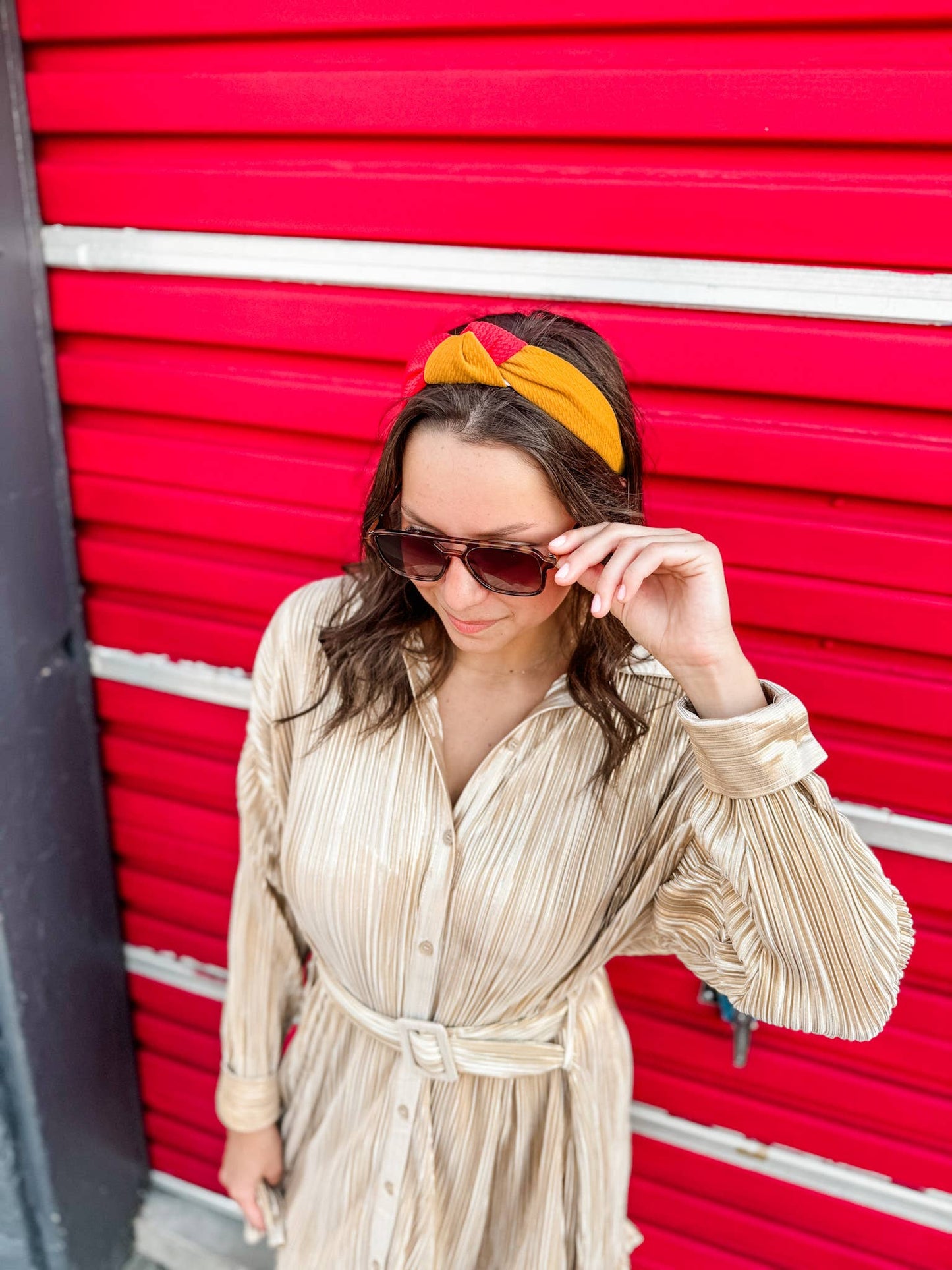 Two-Toned Structured Headband | Scarlet/Gold