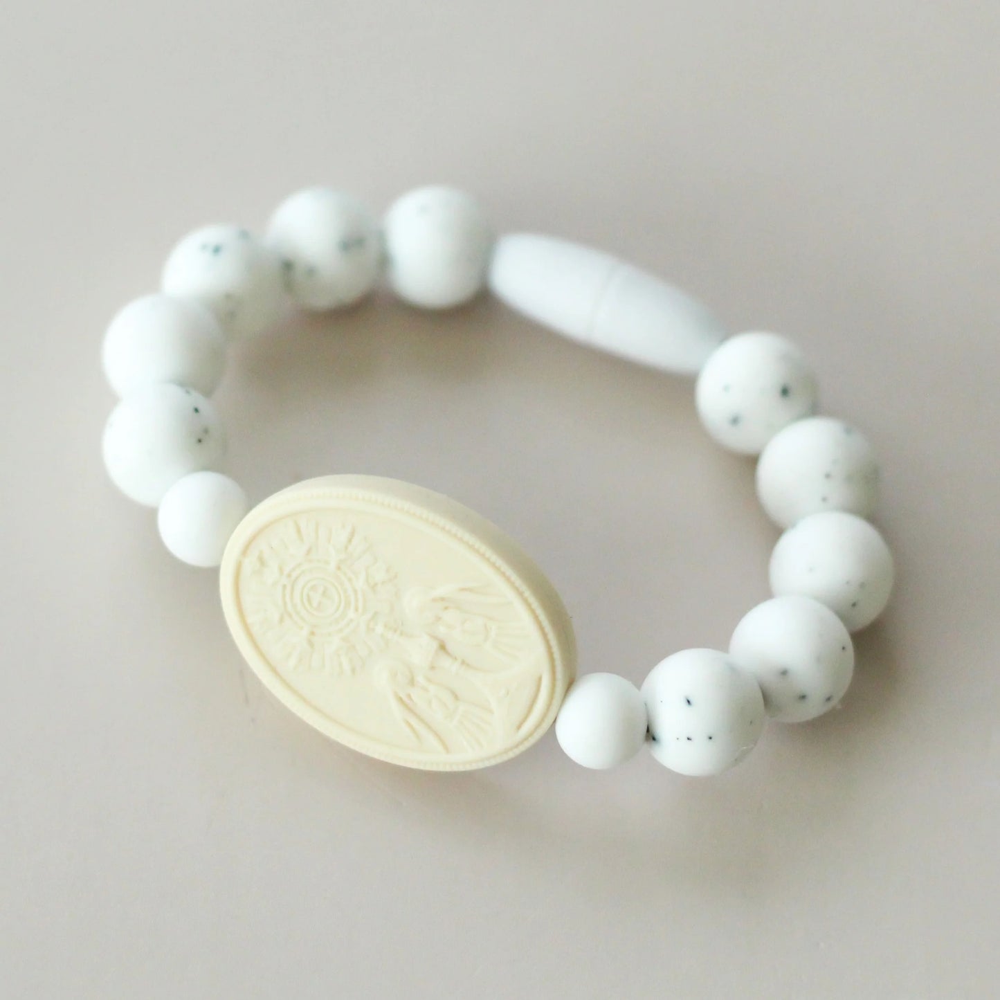 Blessed Sacrament Saint Bracelet | Speckled White