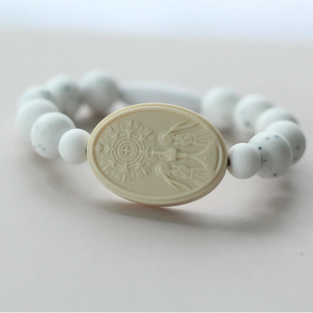 Blessed Sacrament Saint Bracelet | Speckled White