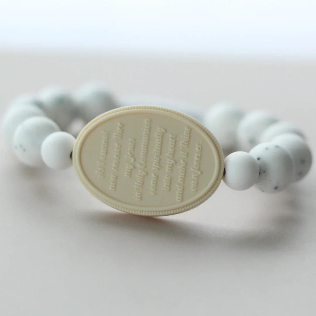 Blessed Sacrament Saint Bracelet | Speckled White