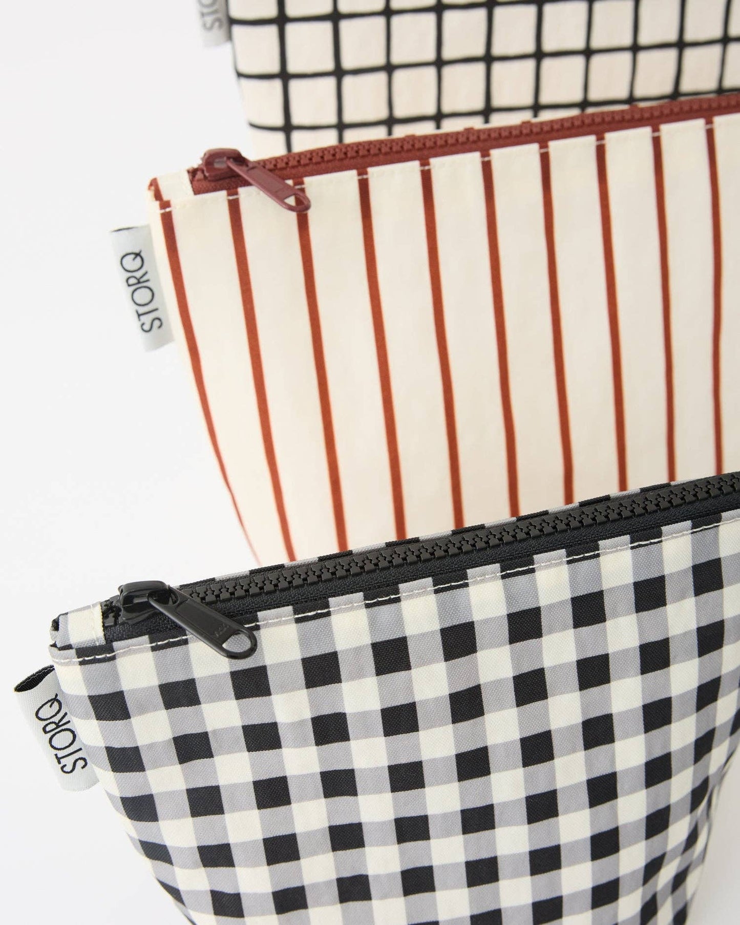 Fall Colors: Zipper Pouch Three-Piece Set: Black Grid