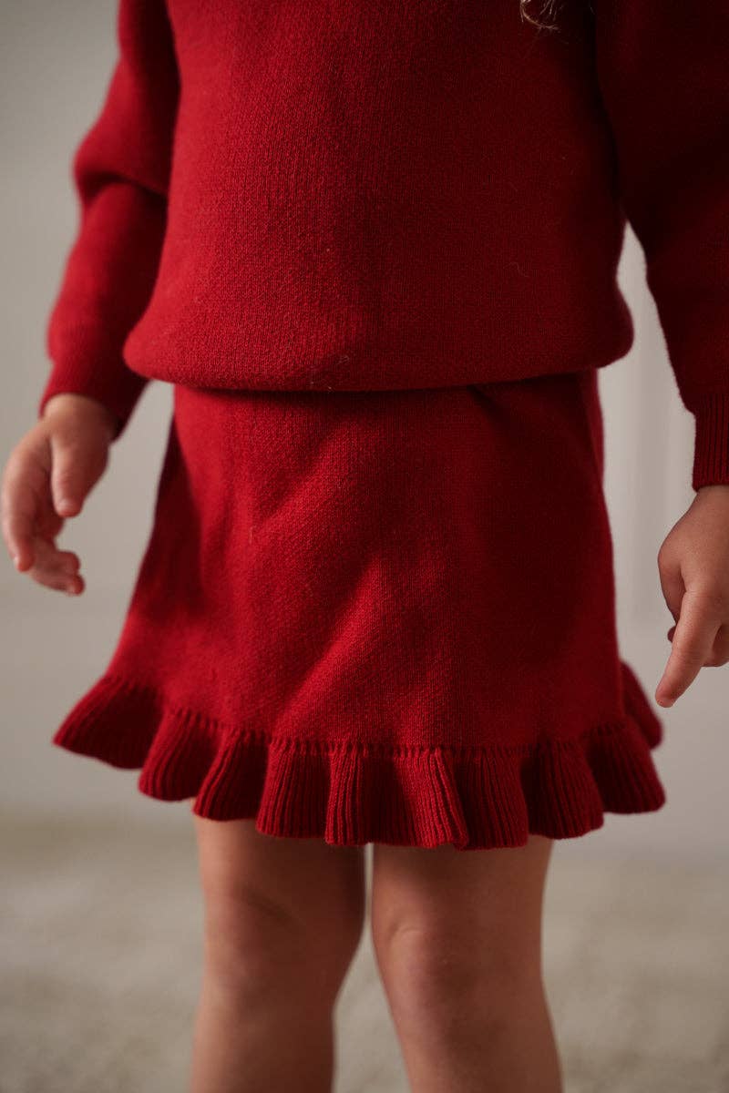 Knit Ruffle Skirt Set: Ruby