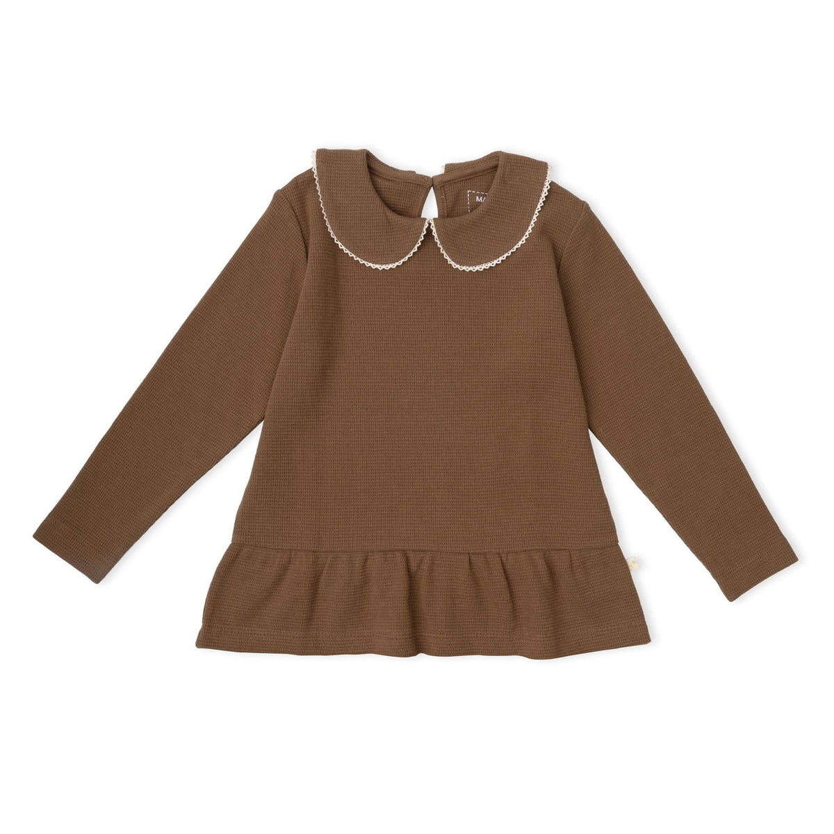 Organic Collar Peplum Top Set of 2 - Chestnut Bloom + Brown: 12-18M