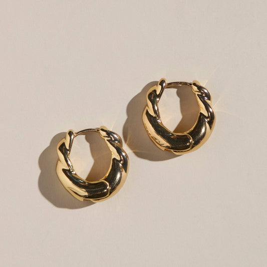Wide Twist Hoops | Gold