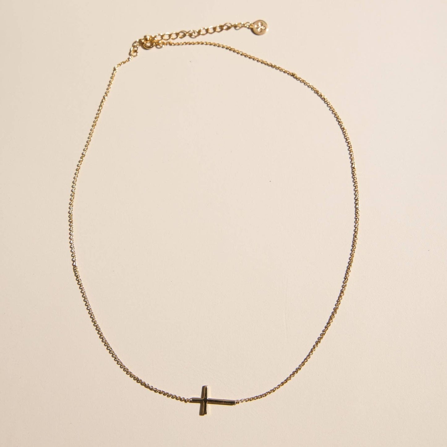 Sideways Cross Necklace| Gold