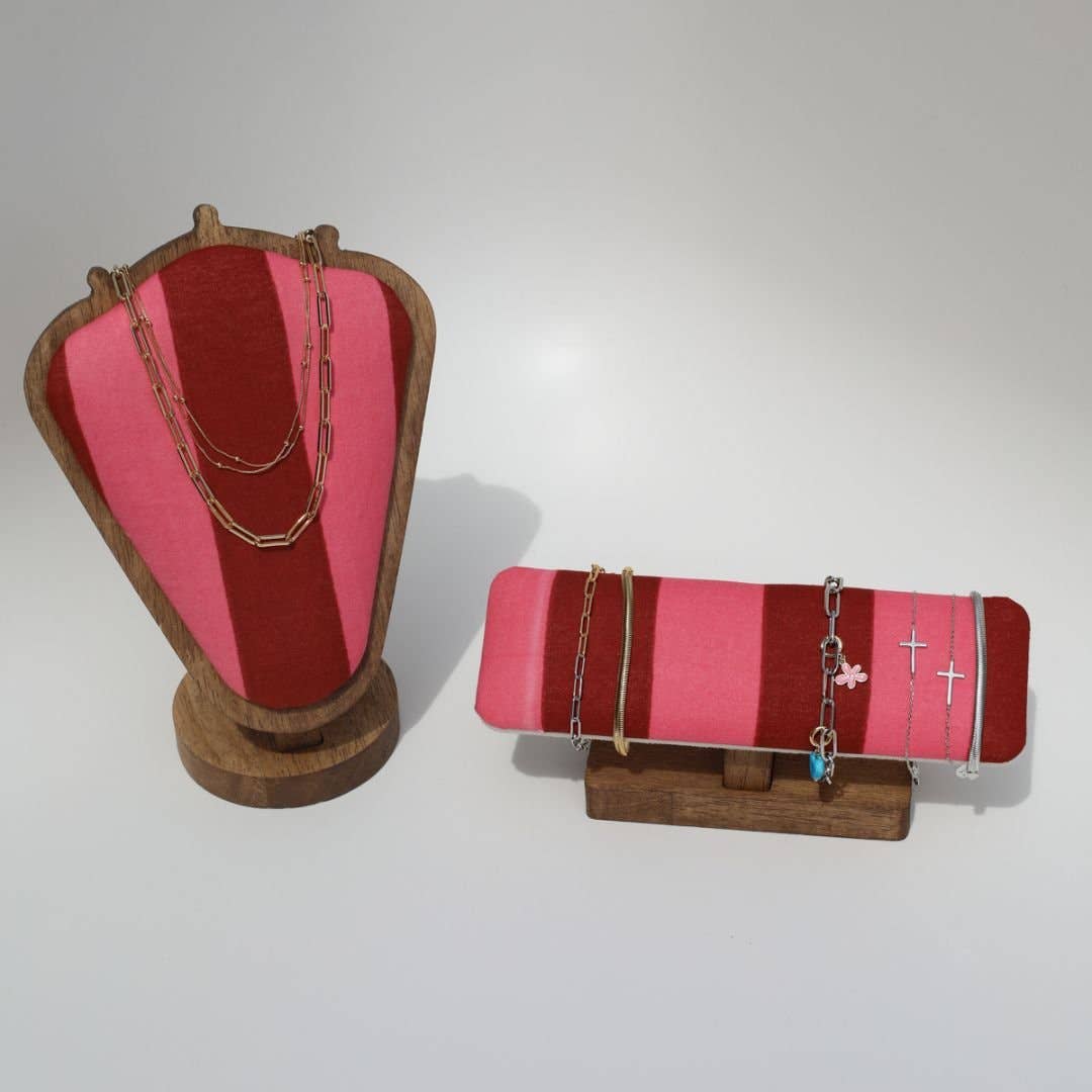 Custom Bracelet Display Stand: Red & Yellow