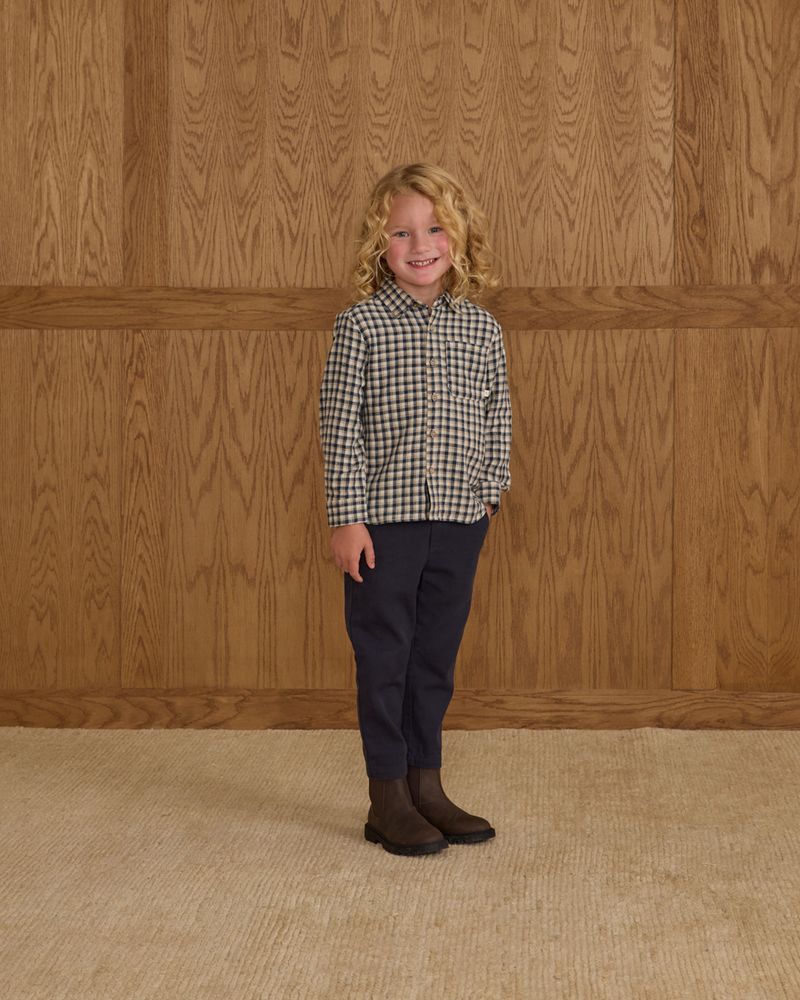 Collared Long Sleeve Shirt | Navy Check
