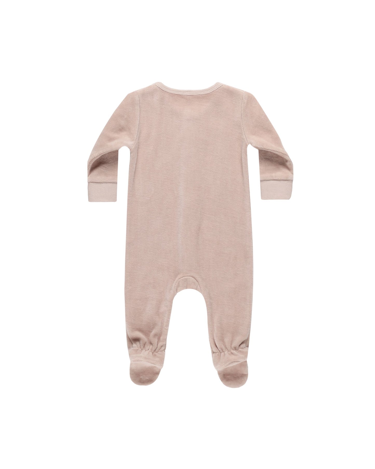 Velour Hidden Snap Footie I Blush