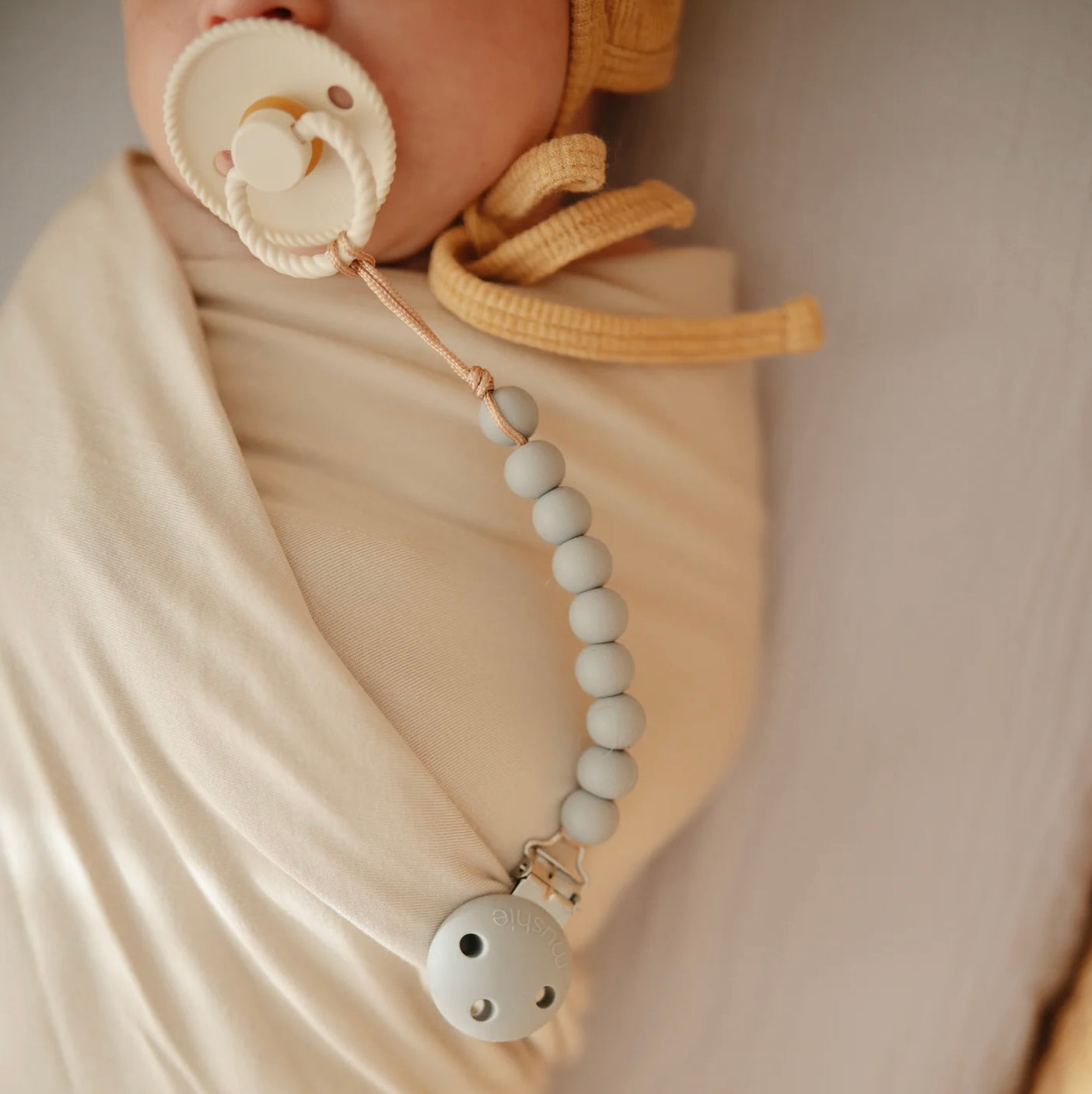 Silicone Pacifier Clip | Stone